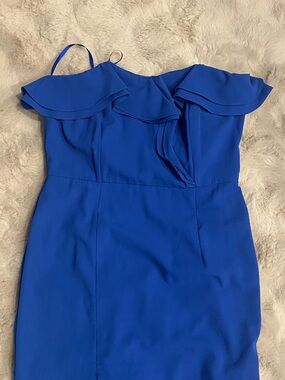 She + Sky strapless Ruffle Bodycon Dress in Royal Blue